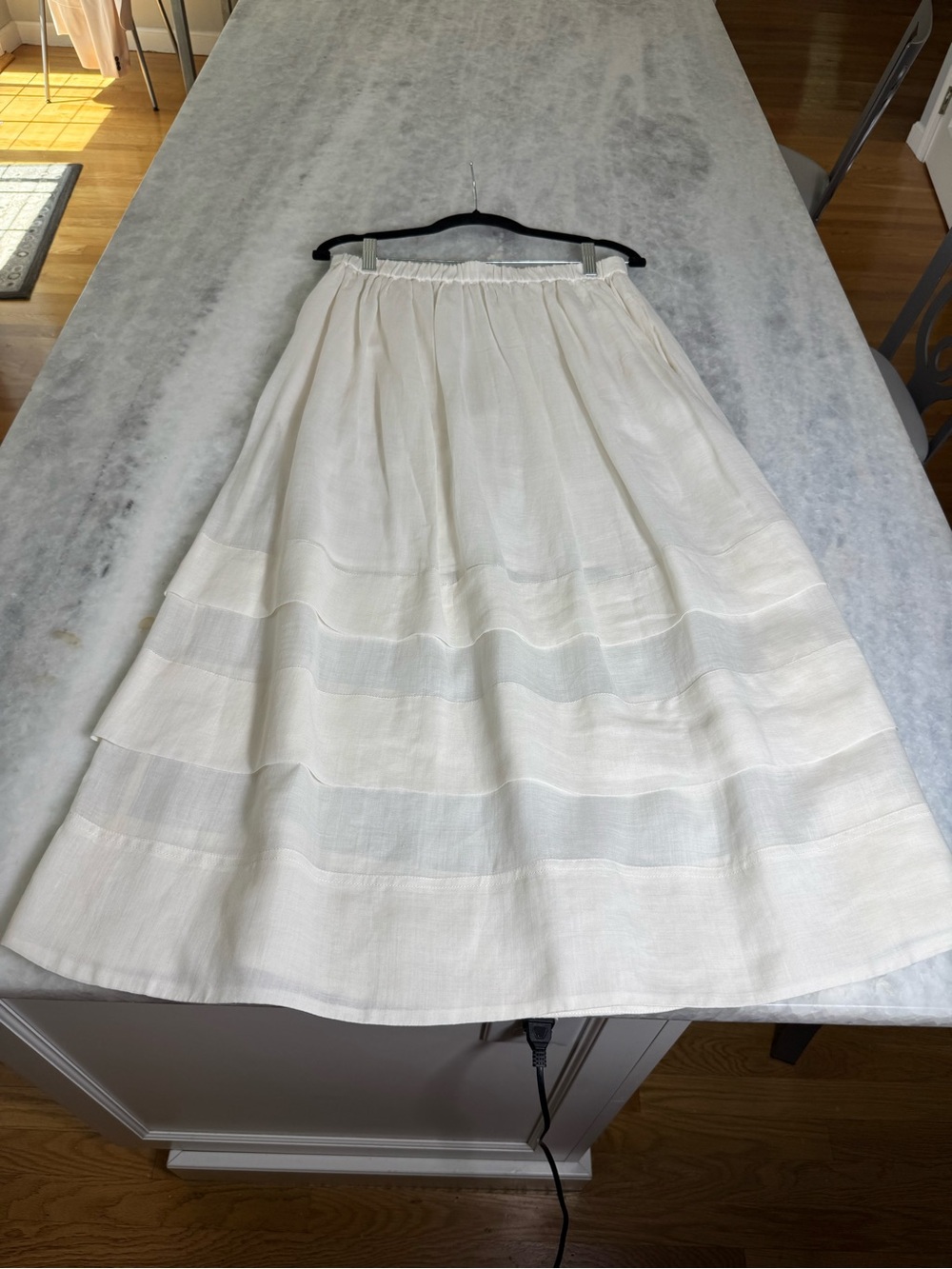 J. Crew Cream Tiered A-Line Midi Skirt